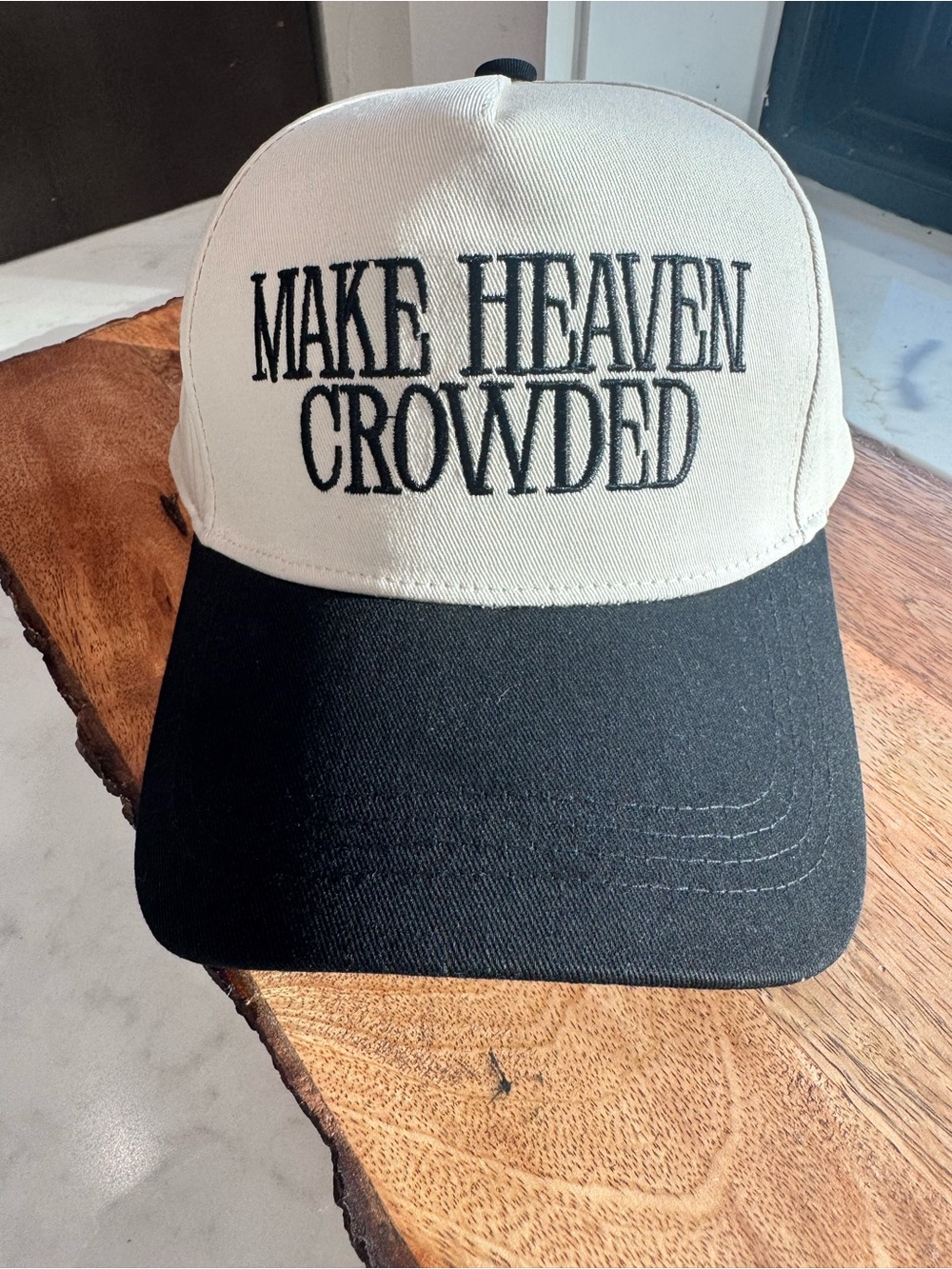 Make Heaven Crowded Black and White Baseball Cap
